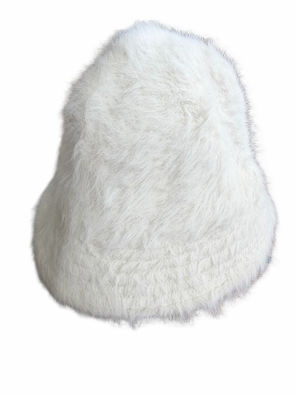 Plush White Faux Fur Bucket Hat